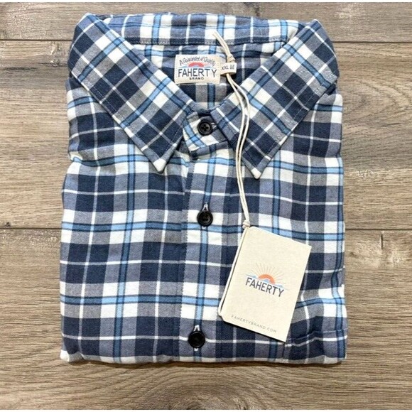 Faherty Movement Twill Flannel Mens XXL Plaid Long Sleeve Featherweight Shirt